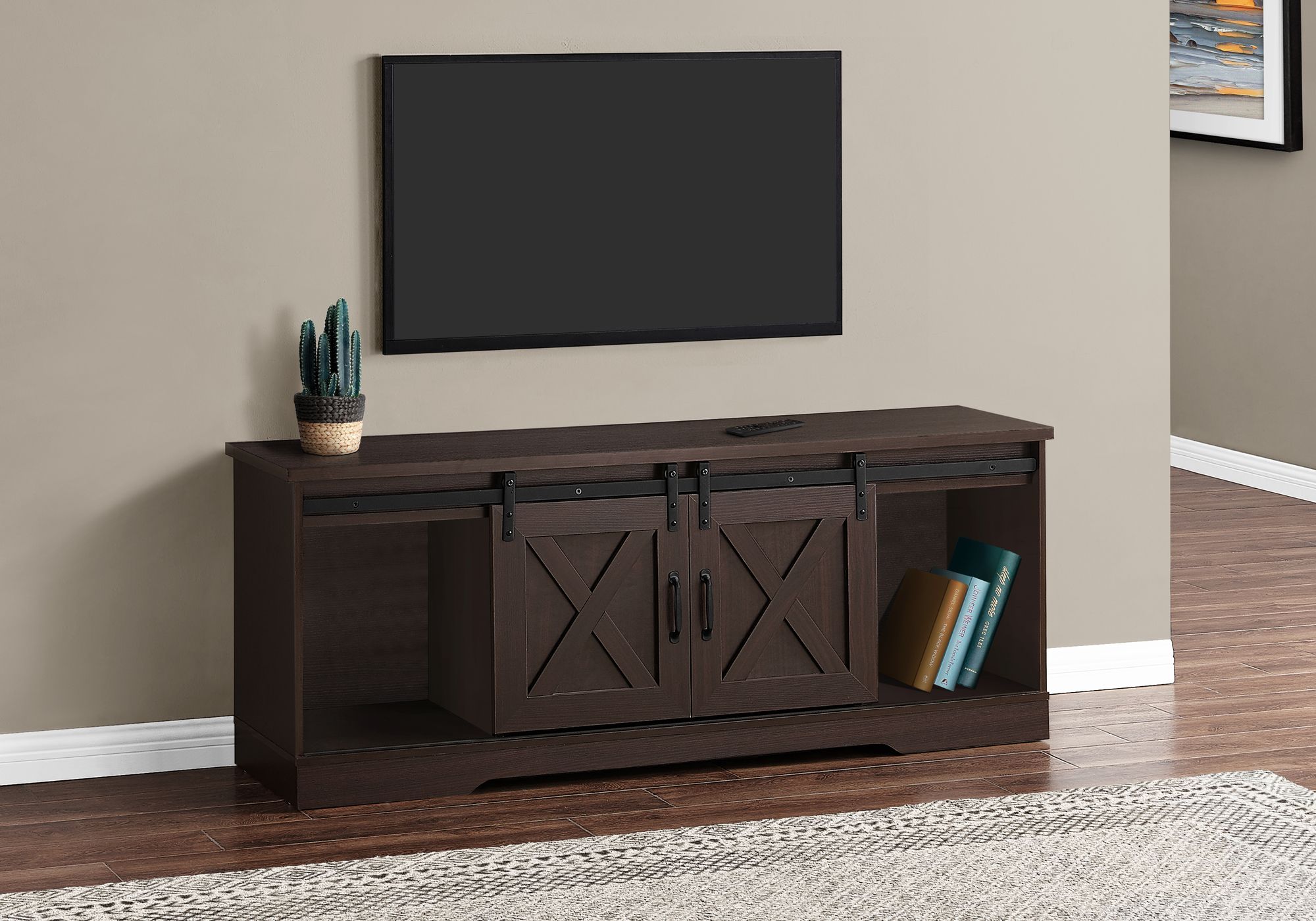 MEUBLE TV - 60"L / EXPRESSO AVEC 2 PORTES COULISSANTES