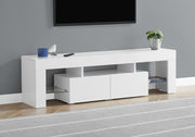 MEUBLE TV - 63"L / BLANC LUSTRE AVEC VERRE TREMPE