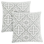 COUSSIN - 18"X 18" / MOTIF GRIS PÂLE / 2PCS