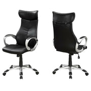 CHAISE DE BUREAU - SIMILI-CUIR NOIR / DOSSIER HAUT EXÉCUTIF 