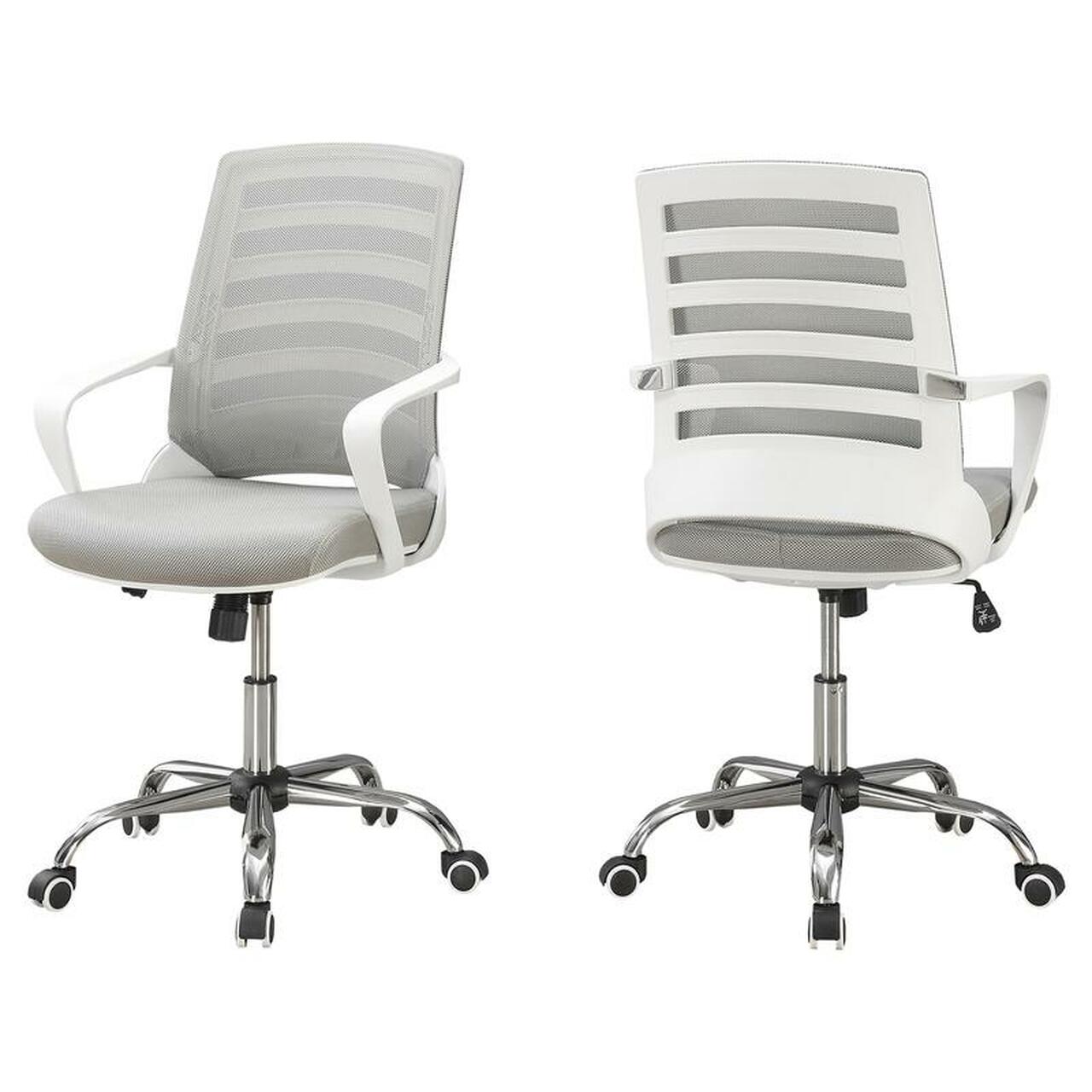 CHAISE DE BUREAU - BLANCHE / MESH GRIS / MULTIPOSITIONS 