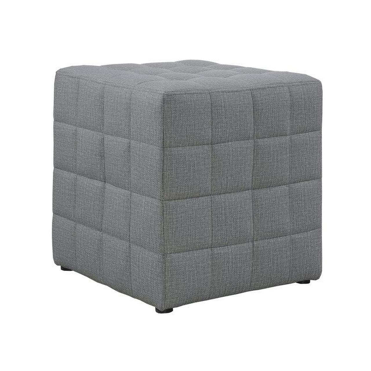 POUF - TISSU ASPECT LIN GRIS CLAIR 