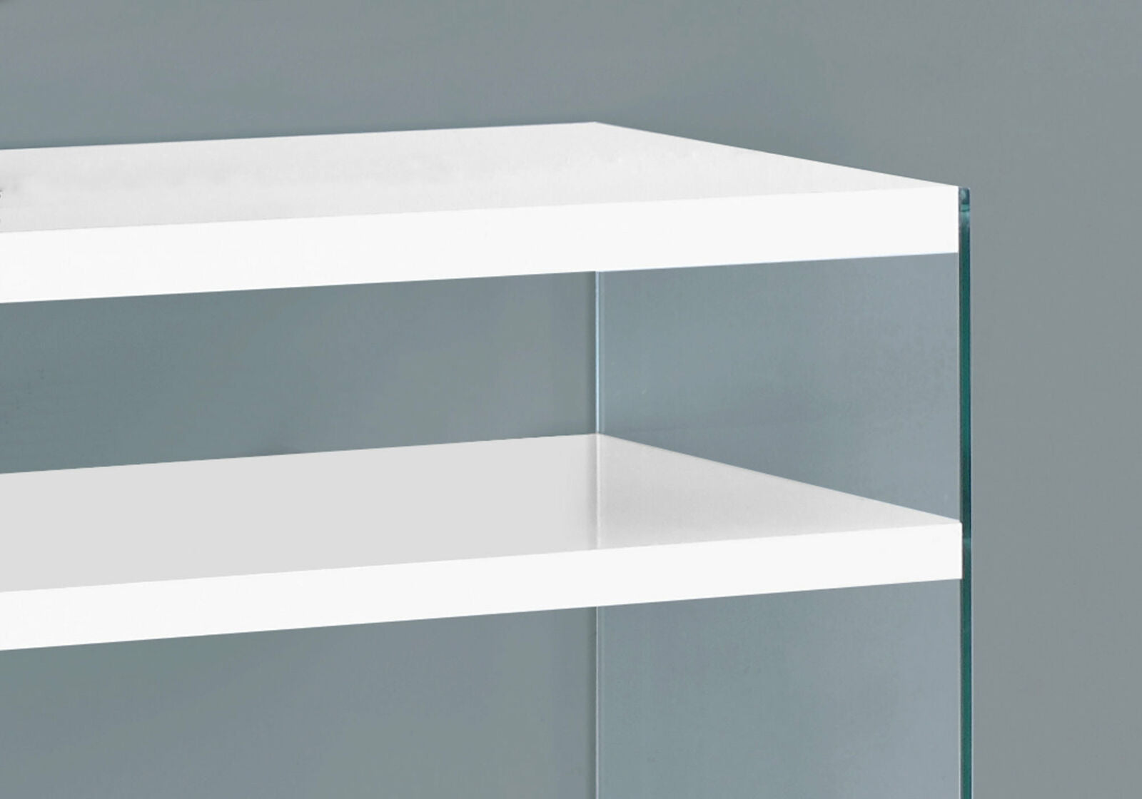 MEUBLE TV - 60"L / BLANC LUSTRE ET VERRE TREMPE