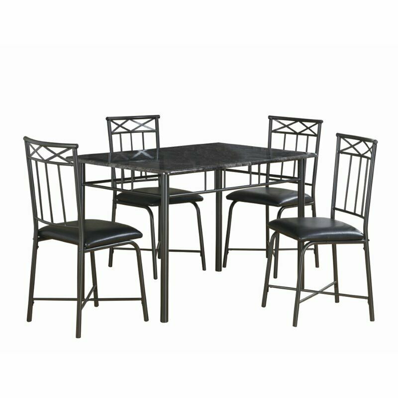 ENSEMBLE A DÎNER - ENSEMBLE 5PCS / MARBRE GRIS / METAL ANTHRACITE 