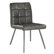 CHAISE DE SALLE A MANGER - 2PCS / 32"H / SIMILI-CUIR GRIS / CHROME 