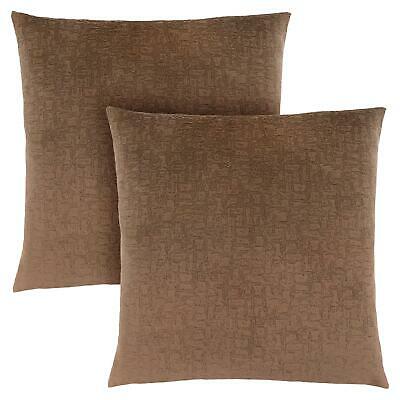COUSSIN - 18"X 18" / VELOURS MOSAIQUE BRUN CLAIR / 2PCS 