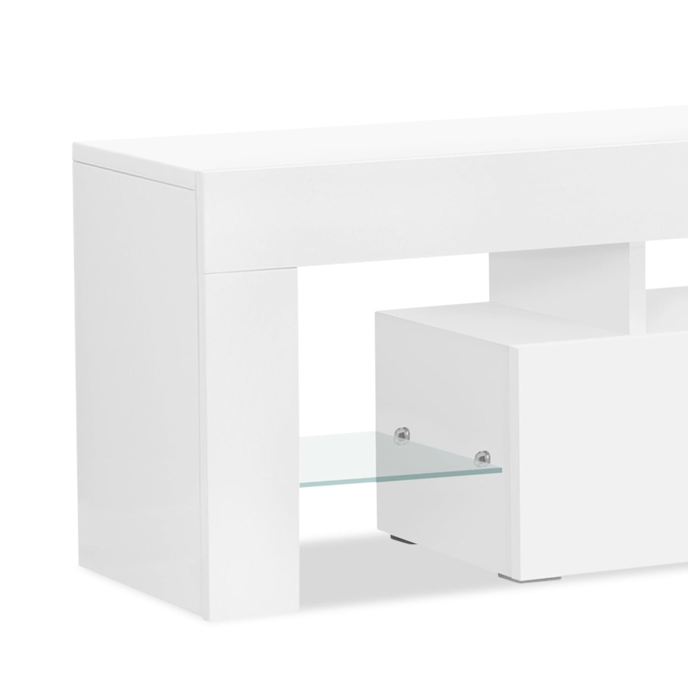 MEUBLE TV - 63"L / BLANC LUSTRE AVEC VERRE TREMPE